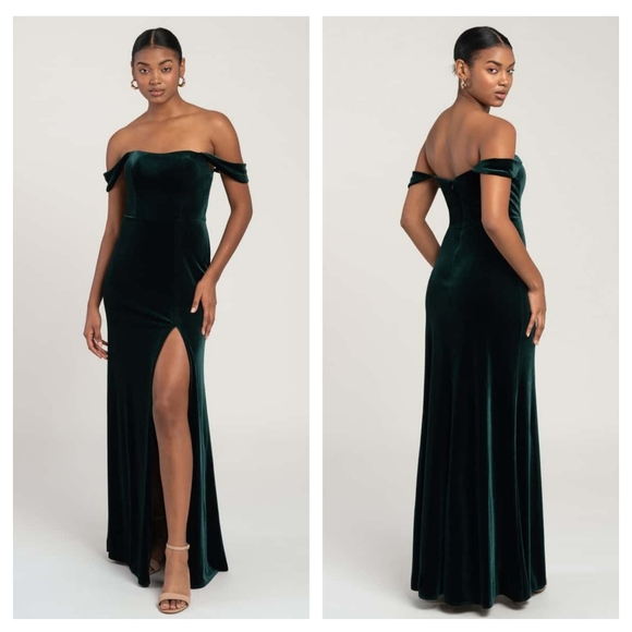Jenny Yoo Issa Dress (velvet, emerald) - Picture 1 of 4